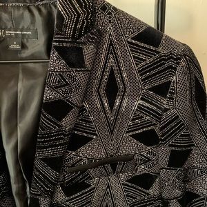 Black Faux Velvet Statement Blazer